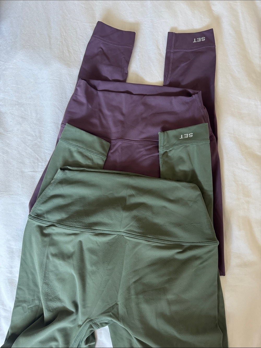 SET Active High-Waist Leggings in Olive Green and Plum